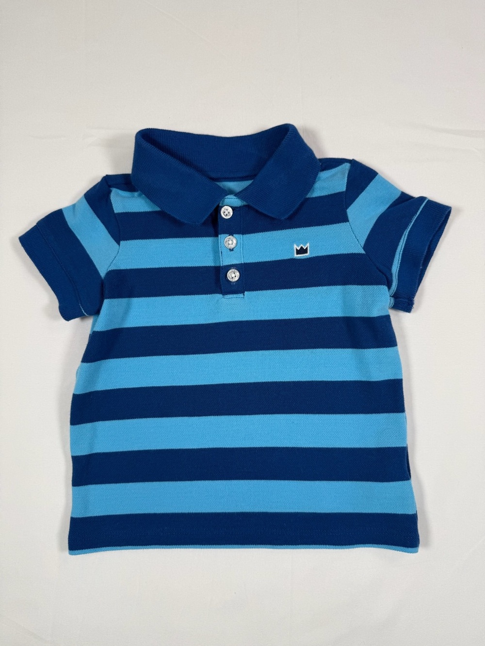 CROWN & IVY Baby Blue‎ Striped Polo Shirt 12M Cotton Blend Preppy Classic